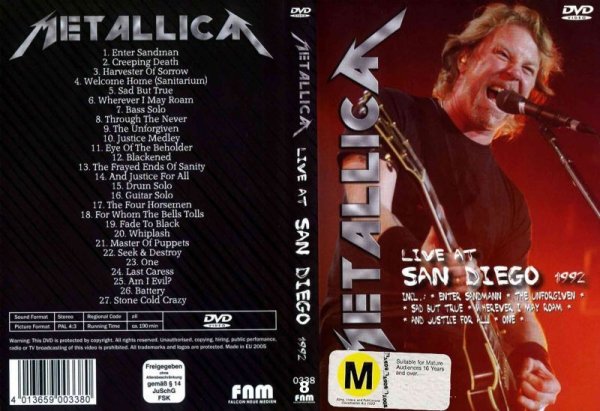 画像1: 8 メタリカ サンディエゴ1992まさに爆裂絶頂期 METALLICA DVD (1)