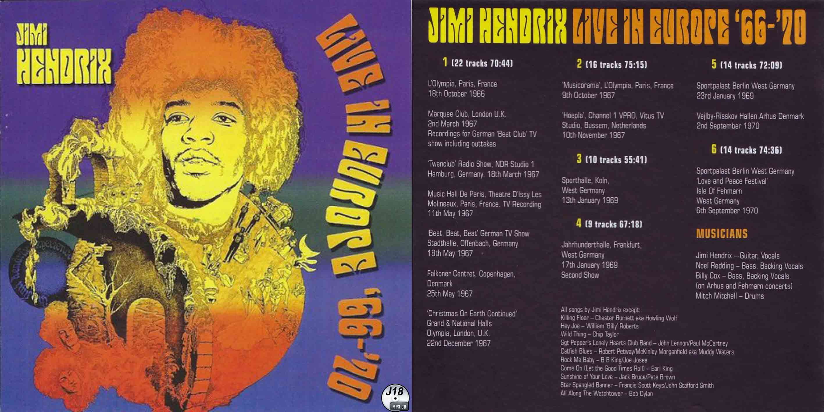 J18Jimi Hendrix Live In Europe 66-70 ジミ・ヘンドリックス MP3CD - souflesｈ 音楽工房